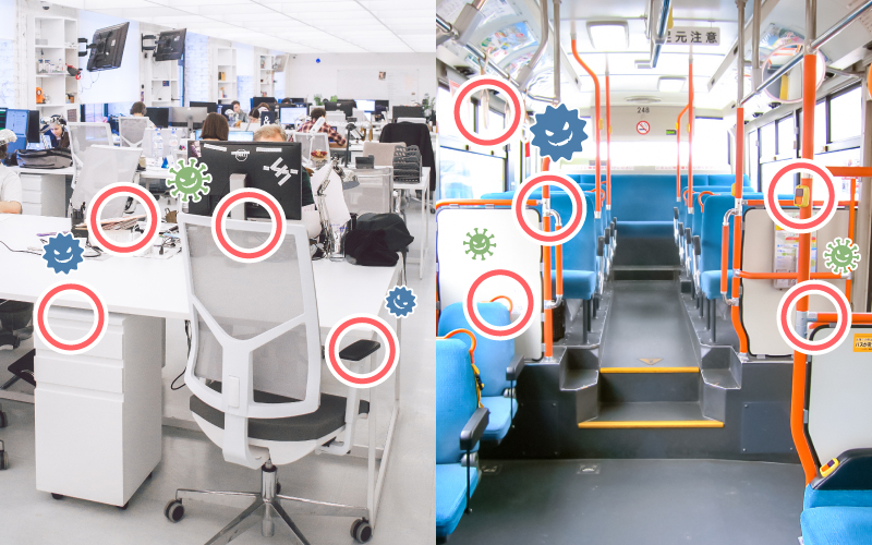 机の裏や手すりの隙間の吹き残しなど、少しでも怠ると感染源になってしまいます。